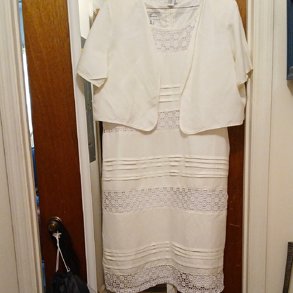 White Jacket Dress With Short Jacket.
